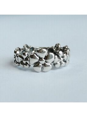 Forget Me Not Flower Ring Sterling Silver Size 8
